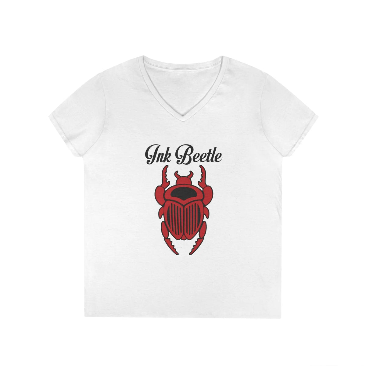 Ink Beetle Women's V-Neck Tee - Red Scarab Graphic Printify