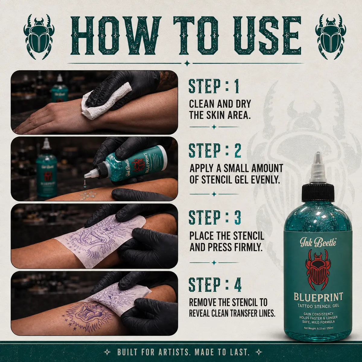 Tattoo Stencil Gel Ink Beetle